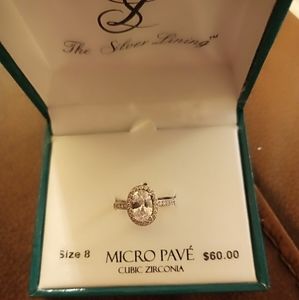 The Silver Lining  pave cubic zirconia women's ring size 8